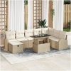 9-delat trädgårdssoffset med kuddar beige polyrotting vidaXL 100 x 55 x 73 cm – miniatyr 1