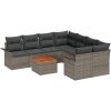 9-delat Trädgårdssoffset med Kuddar Grå Poly Rattan Akacia vidaXL 55 x 55 x 37 cm – miniatyr 2