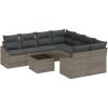 9-delat Trädgårdssoffset med Kuddar Grå Poly Rattan vidaXL 55 x 55 x 37 cm – miniatyr 2