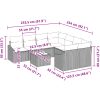 9-delat Trädgårdssoffset med Kuddar Grå Poly Rattan vidaXL 55 x 55 x 37 cm – miniatyr 9