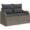 9-delat trädgårdssoffset med kuddar grå polyrotting vidaXL Stor – miniatyr 4