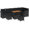 9-delat trädgårdssoffset med kuddar svart poly rattan akacia vidaXL Medium – miniatyr 2