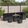 9-delat trädgårdssoffset med kuddar svart poly rattan akacia vidaXL Medium – miniatyr 1