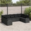 9-delat trädgårdssoffset med kuddar Svart Poly Rattan vidaXL 289 x 179 x 85 cm – miniatyr 1