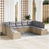 9-delat Utemöbelset med Kuddar i Beige Poly Rattan vidaXL 289 x 209 x 69 cm – miniatyr 1