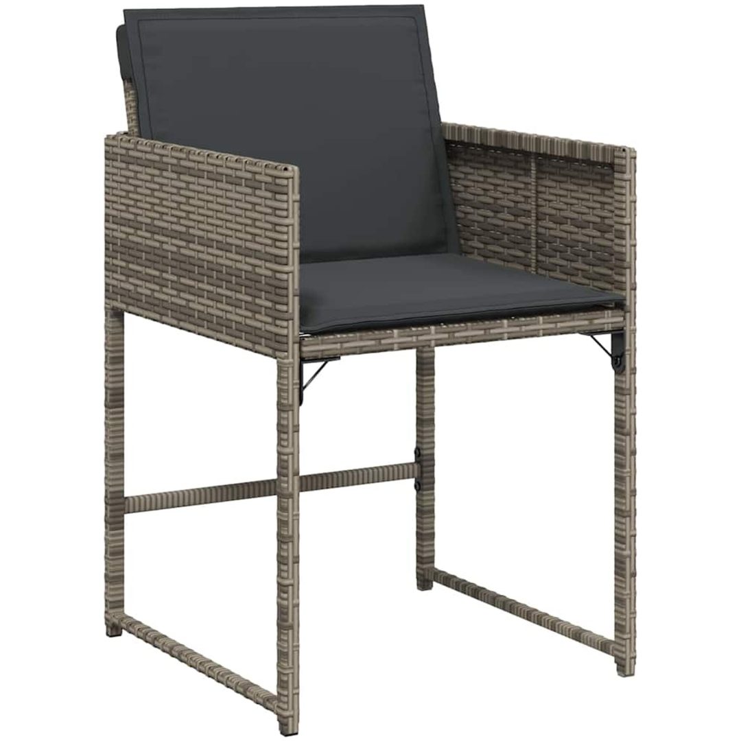 9-dels trädgårdsmöbelset med kuddar, grå polyrotting vidaXL 200 x 80 x 73 cm – bild 5