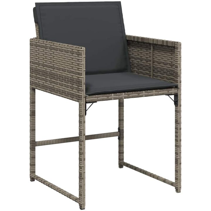 9-dels trädgårdsmöbelset med kuddar, grå polyrotting vidaXL 200 x 80 x 73 cm – bild 5