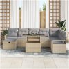 9-dels trädgårdsofa-set med kuddar Beige Polyrotting vidaXL Stor – miniatyr 3