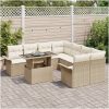 9-dels trädgårdsoff-set med kuddar i beige poly rattan vidaXL 100 x 55 x 73 cm – miniatyr 3