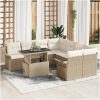 9-dels trädgårdsoff-set med kuddar i beige poly rattan vidaXL 100 x 55 x 73 cm – miniatyr 1