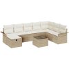 9-dels Trädgårdsoffagrupp med kuddar Beige Poly Rottning vidaXL 297.5 x 187.5 x 85 cm – miniatyr 2