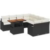 9-dels trädgårdsoffaset med kuddar svart poly rattan akacia vidaXL Medium till stor – miniatyr 2