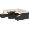 9-dels uteplatsset med kuddar i svart polyrotting och akacia. vidaXL 100 x 55 x 73 cm – miniatyr 2