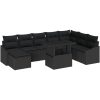 9-delsoffor med kuddar i svart poly rattan vidaXL 100 x 55 x 73 cm – miniatyr 2