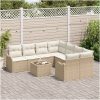 9 Piece Garden Sofa Set with Cushions Beige Poly Rattan vidaXL Stor – miniatyr 3