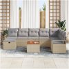 9 Piece Trädgårdsoff-set med kuddar Beige Poly Rottning vidaXL Stor – miniatyr 3