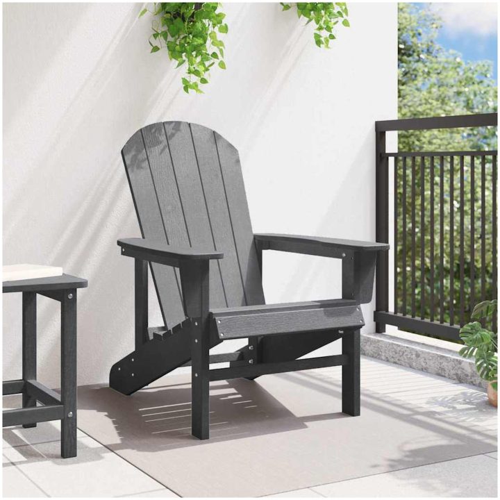 Adirondack stol Ljusgrå 74x82x91 cm HDPE vidaXL 74 x 82 x 92 cm – bild 3