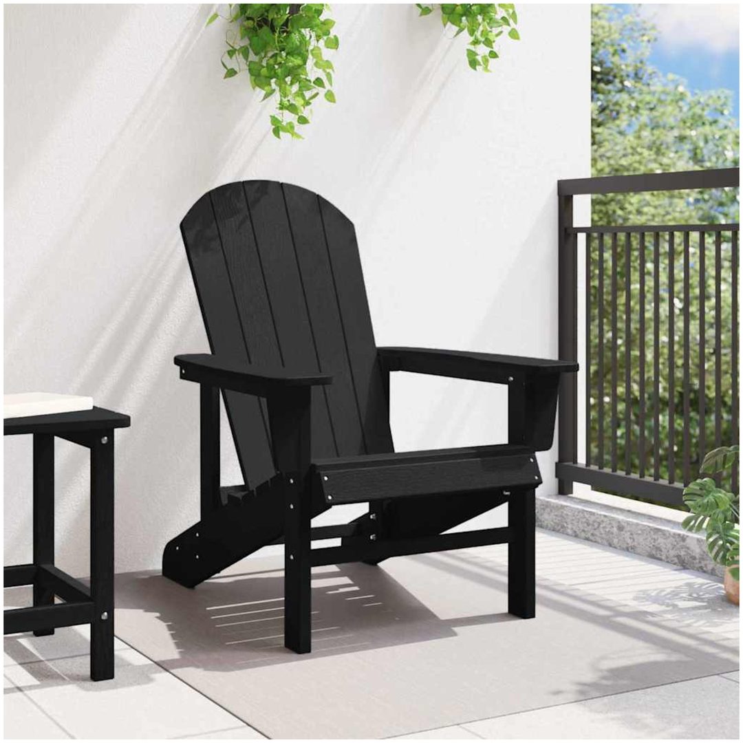 Adirondack Stol Svart 74x82x91 cm HDPE vidaXL 74 x 82 x 92 cm – bild 3