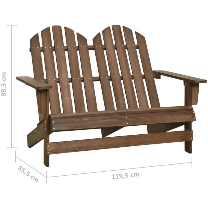 Adirondackstol 2-sits massivt granträ brun vidaXL – bild 6