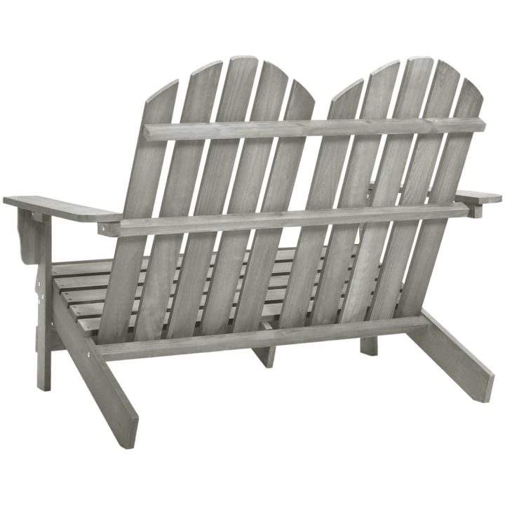 Adirondackstol 2-sits massivt granträ grå vidaXL – bild 4