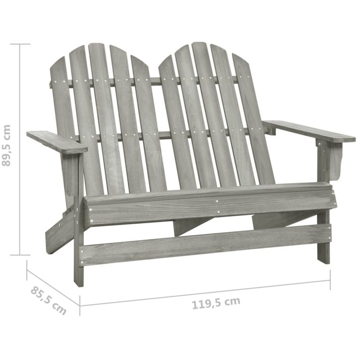 Adirondackstol 2-sits massivt granträ grå vidaXL – bild 6