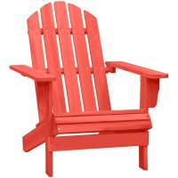 Adirondackstol massivt granträ röd vidaXL