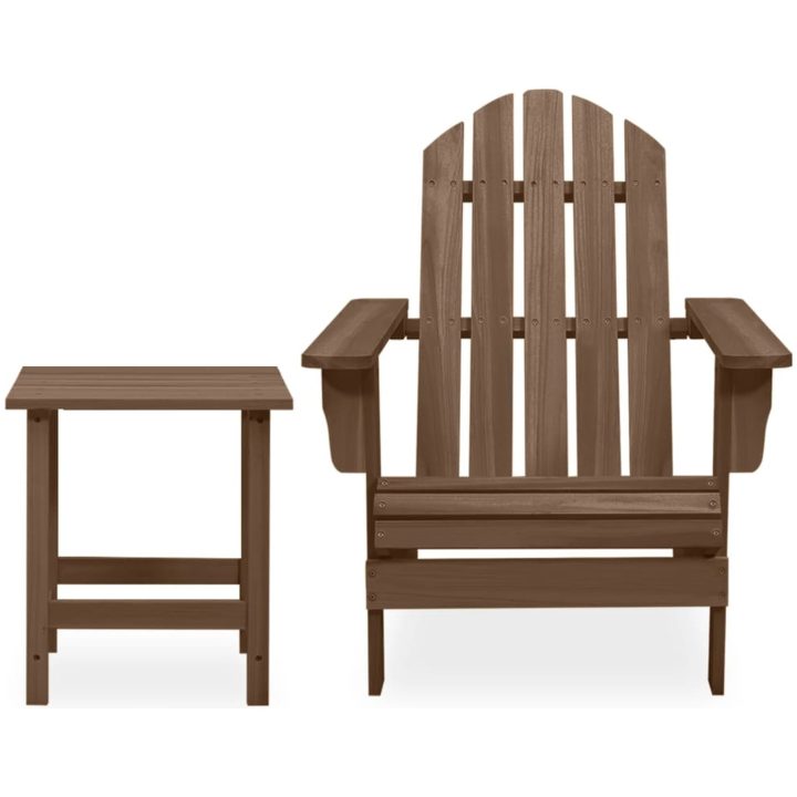 Adirondackstol med bord massivt granträ brun vidaXL – bild 2