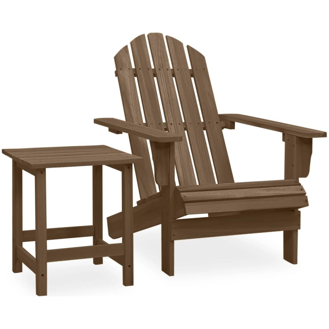 Adirondackstol med bord massivt granträ brun vidaXL