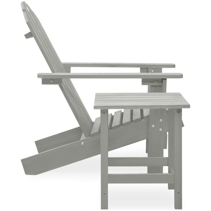 Adirondackstol med bord massivt granträ grå vidaXL – bild 3