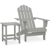 Adirondackstol med bord massivt granträ grå vidaXL