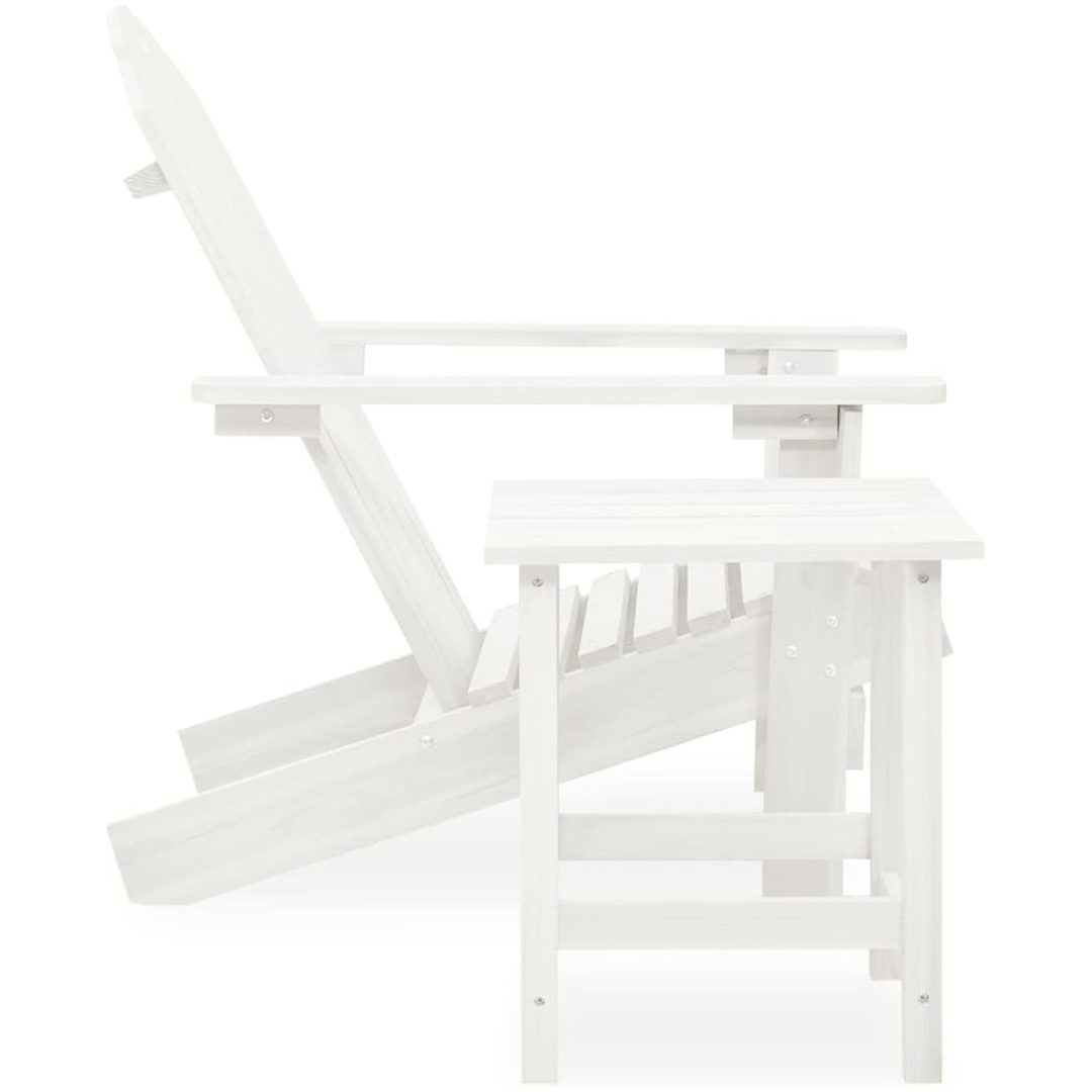 Adirondackstol med bord massivt granträ vit vidaXL – bild 3