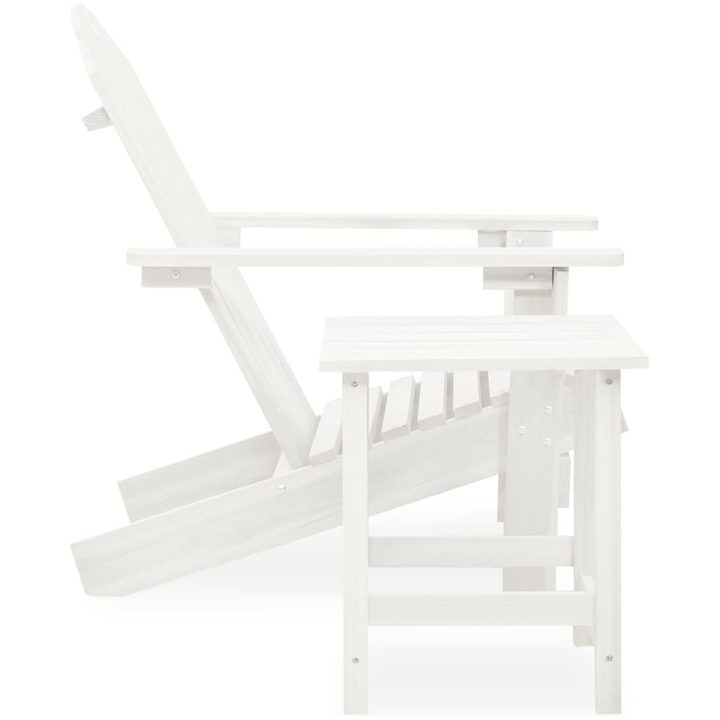 Adirondackstol med bord massivt granträ vit vidaXL – bild 3