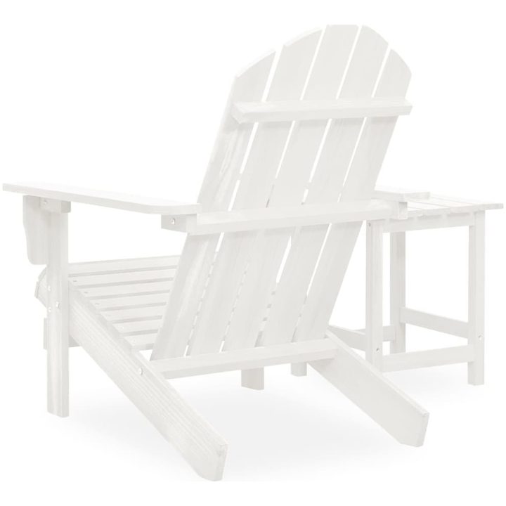 Adirondackstol med bord massivt granträ vit vidaXL – bild 4