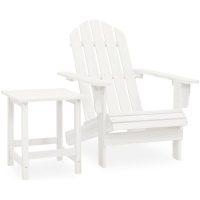 Adirondackstol med bord massivt granträ vit vidaXL