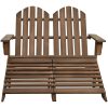 Adirondackstol med fotpall 2-sits brun granträ vidaXL – miniatyr 2