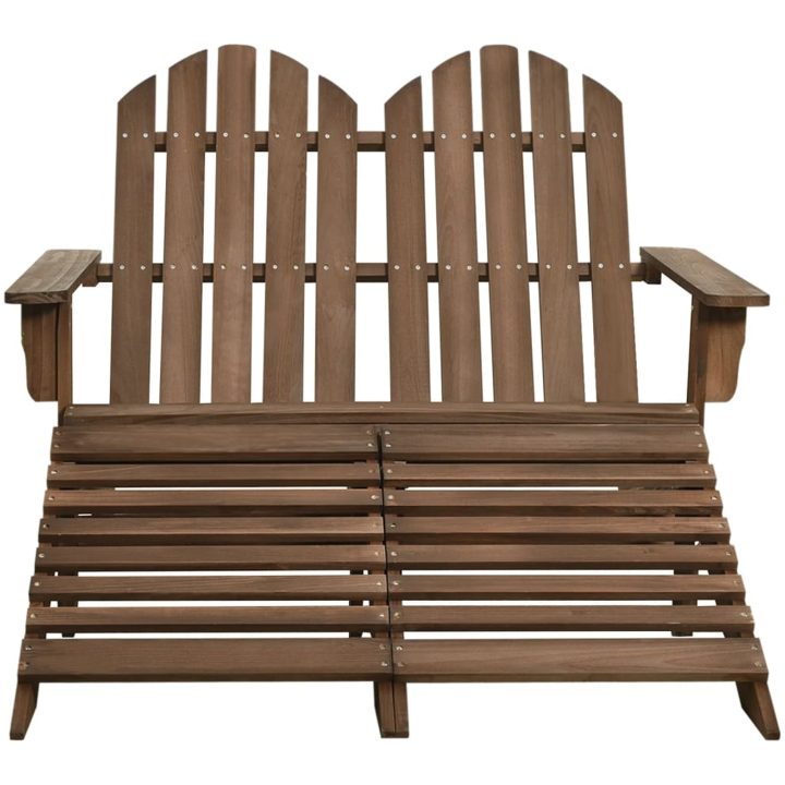 Adirondackstol med fotpall 2-sits brun granträ vidaXL – bild 2