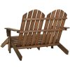 Adirondackstol med fotpall 2-sits brun granträ vidaXL – miniatyr 4