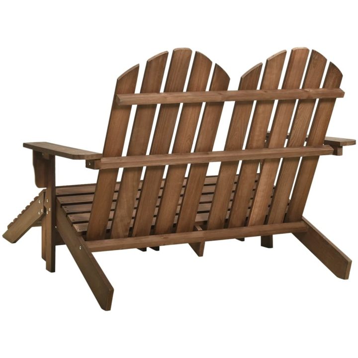 Adirondackstol med fotpall 2-sits brun granträ vidaXL – bild 4