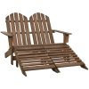 Adirondackstol med fotpall 2-sits brun granträ vidaXL – miniatyr 1