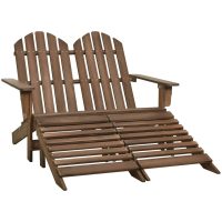 Adirondackstol med fotpall 2-sits brun granträ vidaXL