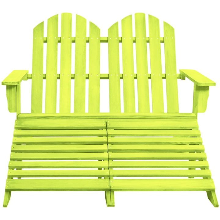 Adirondackstol med fotpall 2-sits granträ grön vidaXL – bild 2