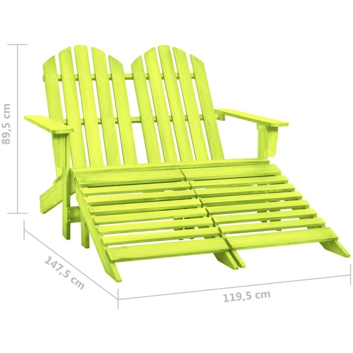 Adirondackstol med fotpall 2-sits granträ grön vidaXL – bild 8