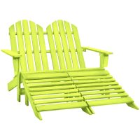 Adirondackstol med fotpall 2-sits granträ grön vidaXL