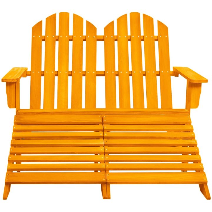 Adirondackstol med fotpall 2-sits granträ orange vidaXL – bild 2