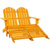Adirondackstol med fotpall 2-sits granträ orange vidaXL – miniatyr 1