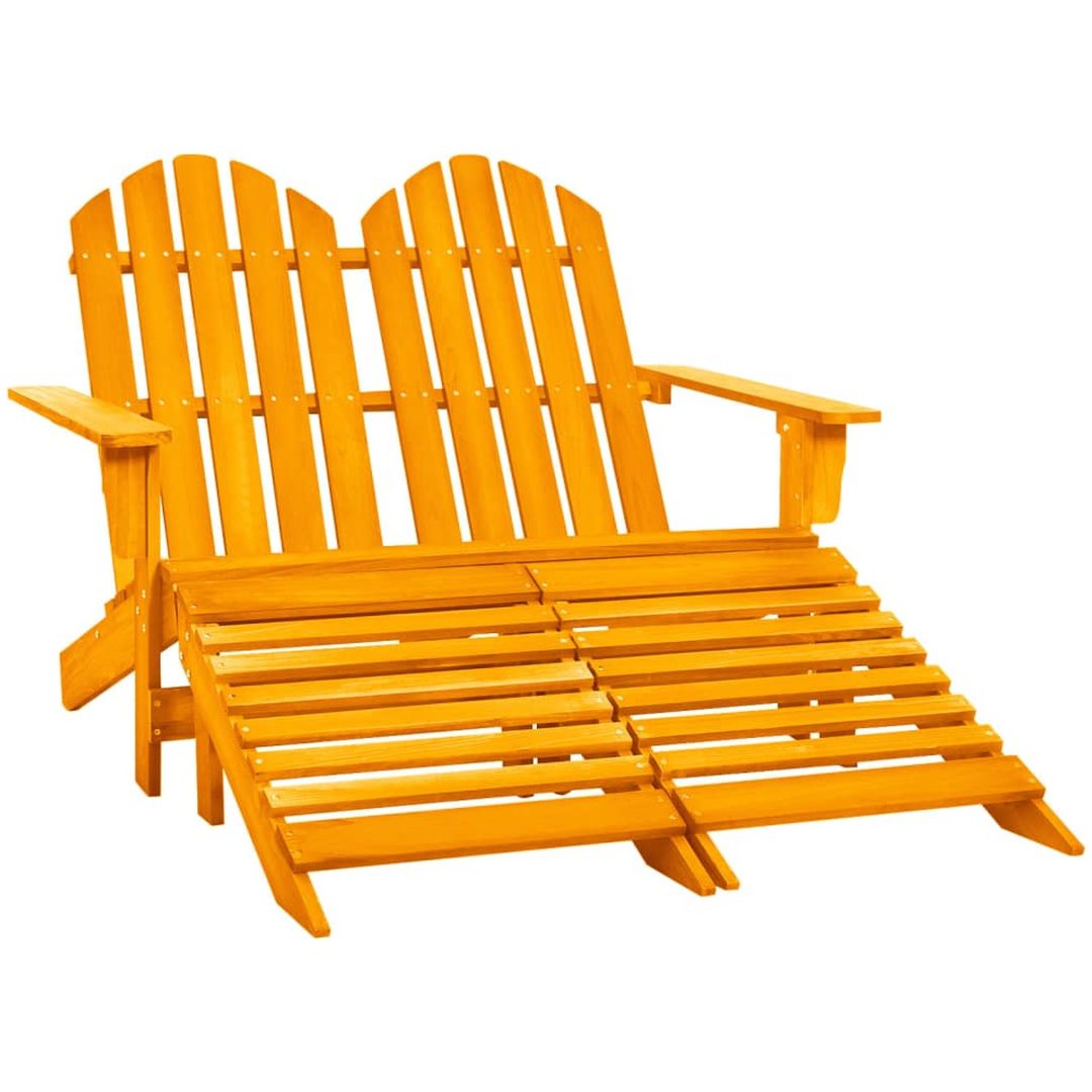 Adirondackstol med fotpall 2-sits granträ orange vidaXL