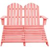 Adirondackstol med fotpall 2-sits granträ rosa vidaXL – miniatyr 2