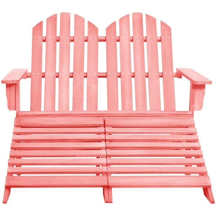 Adirondackstol med fotpall 2-sits granträ rosa vidaXL – bild 2