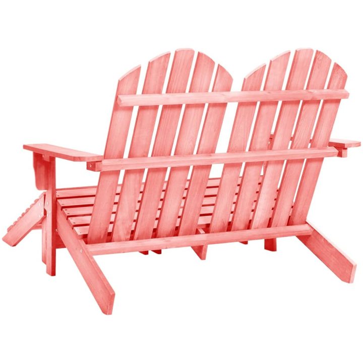 Adirondackstol med fotpall 2-sits granträ rosa vidaXL – bild 4