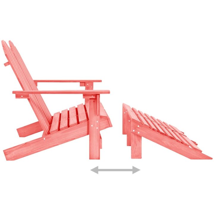 Adirondackstol med fotpall 2-sits granträ rosa vidaXL – bild 5